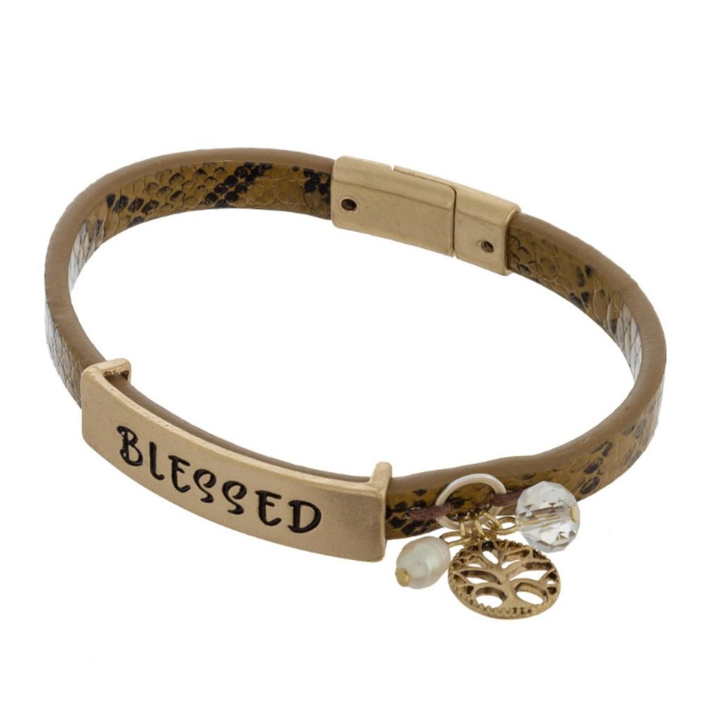 Blessed Leather Magnetic Snakeskin Bracelet